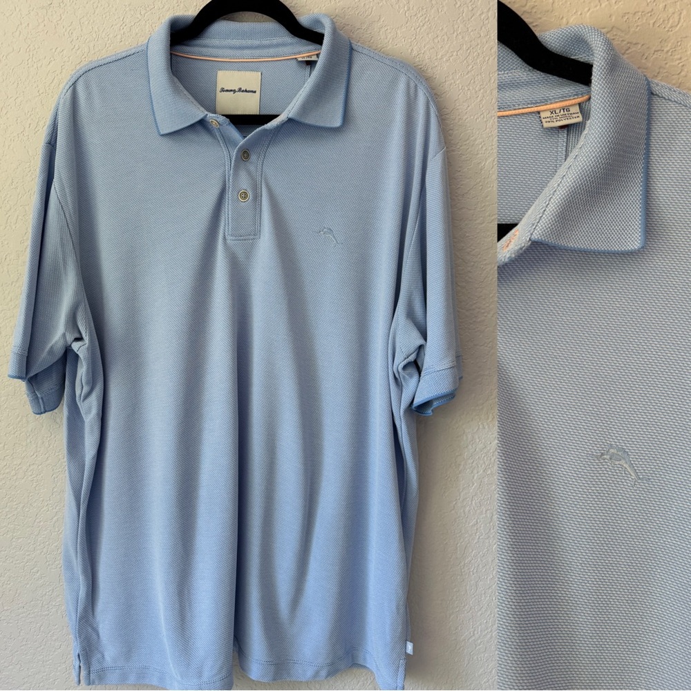 Tommy Bahama Polo Shirt Men's XL Light Blue Modal Casual Travel Vacation